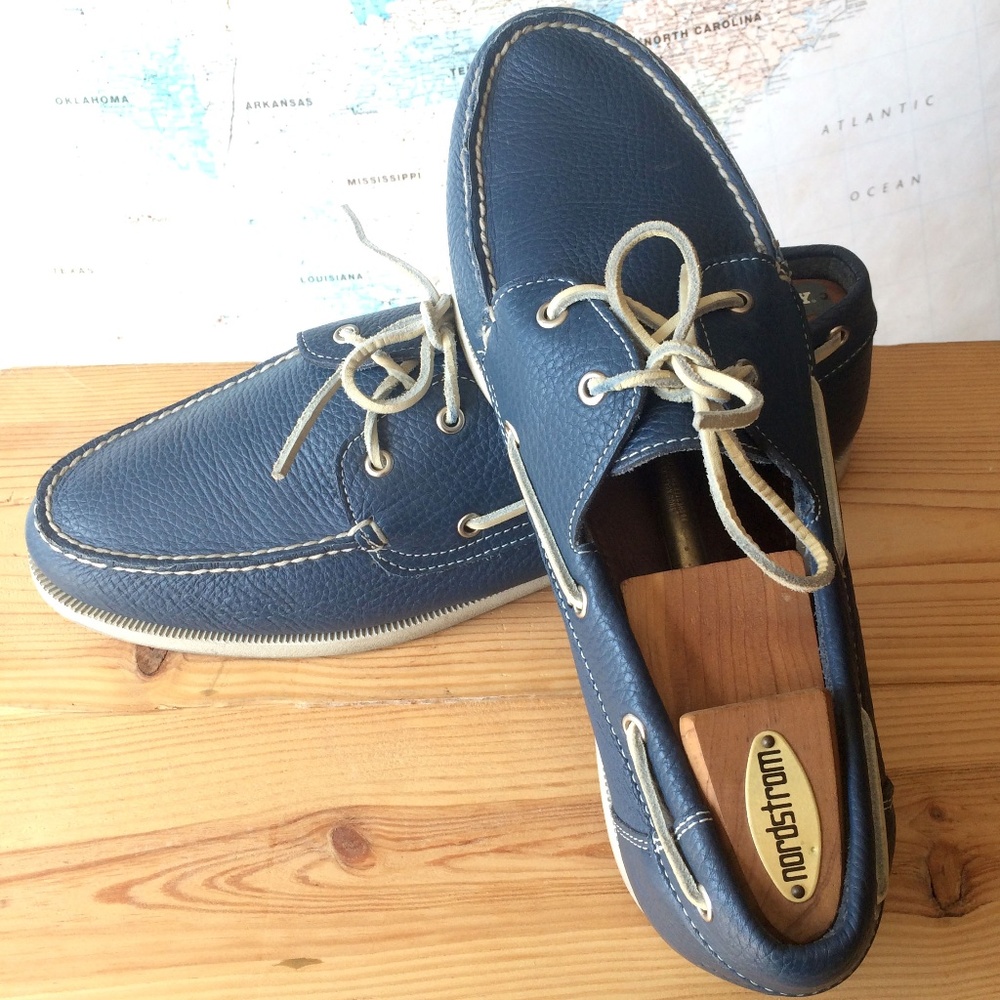 Cole Haan Blue Leather Dominick Boat Shoe Moccasin